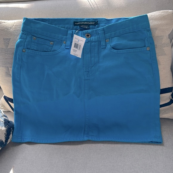 RALPH LAUREN Jean short skirt wash turquoise size 27 NWT - Picture 2 of 12
